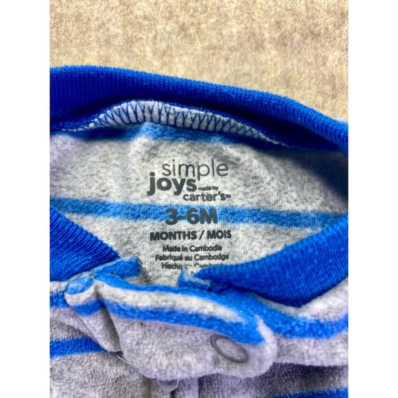 Carter's Fleece Fully Zip Footie Sleeper Gray and Blue  Shark Size 3-6 Months - Picture 4 of 4